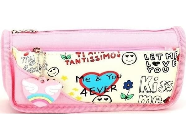 Pencil case large Inscriptions and emoticons