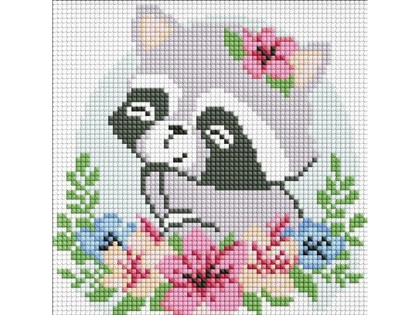Diamond Mosaic Without Ramme - Flower Raccoon Kids