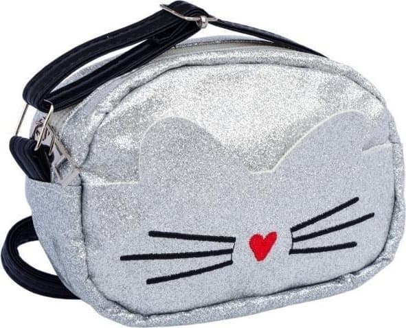 Silver handbag with red nose