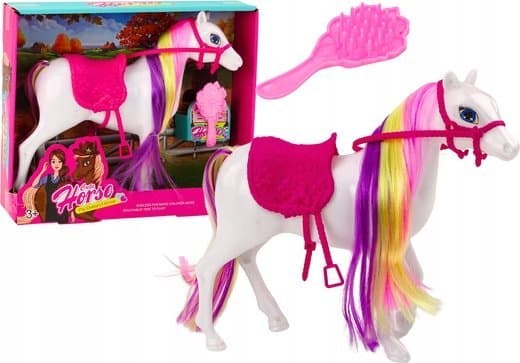 LeanToys hästfigur Vit häst sadel stall gård söt häst
