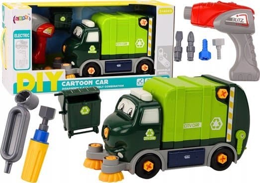 LeanToys tecknad sopbil för snurrande mobil DIY grön