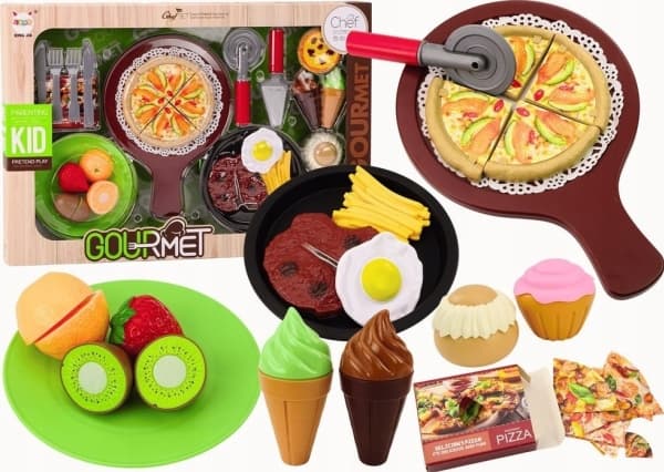 LeanToys Fast Food Frukt Biff Is Tilbehør Pizza pommes frites 26 stk.