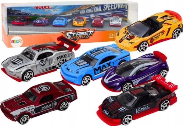 LeanToys Resoraków 1:64 Sportsbiler Metal Vehicles Mix 6 stk.