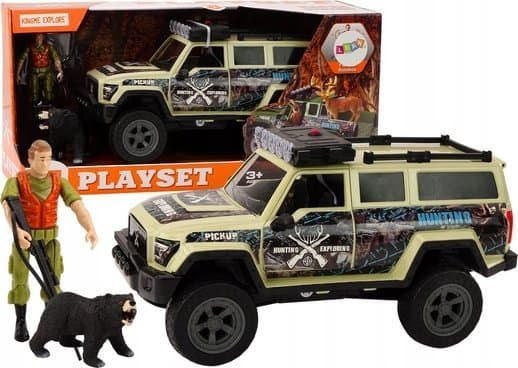LeanToys Off-Road Jakt Bil Hunter Bear Lights Høres beige ut