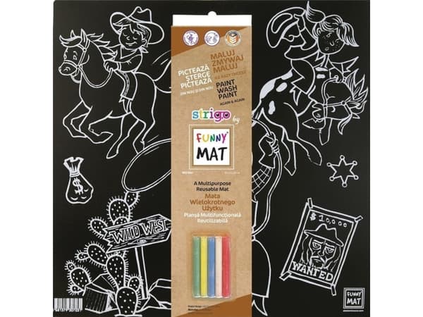Svart matte + kritt Western Funny Mat STRIGO