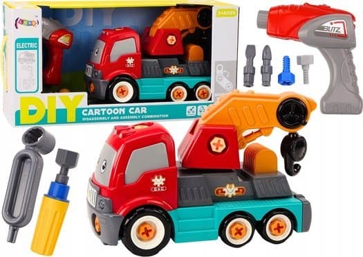 LeanToys lastebil med krok tegneserie som dreier DIY oransje kran