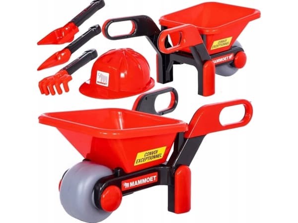 Polesie POLESIE 95916 MAMMOET skottkärra med tillbehör (hjälm, spade, kratta, spade)