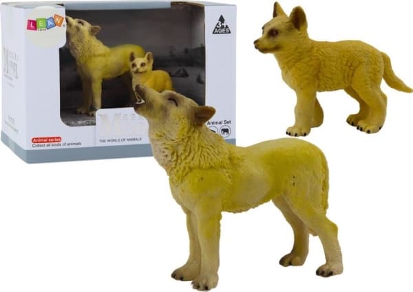 LeanToys Figuriner Vuxen varg 9 cm och Ung varg 6,5 cm