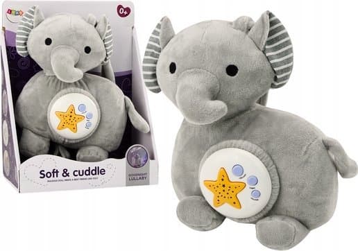 LeanToys Plysj Elefant Projektor Sove Elefant Grå Kose Stjerner Melodier