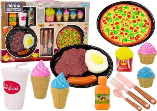 LeanToys Matprodukter Pizza Pommes Frites Is Bestikk