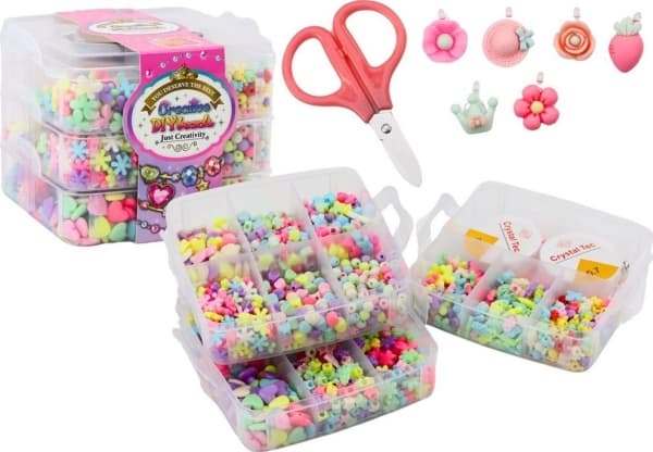 LeanToys perler for smykkeanheng i en koffert Strings DIY 1620 El
