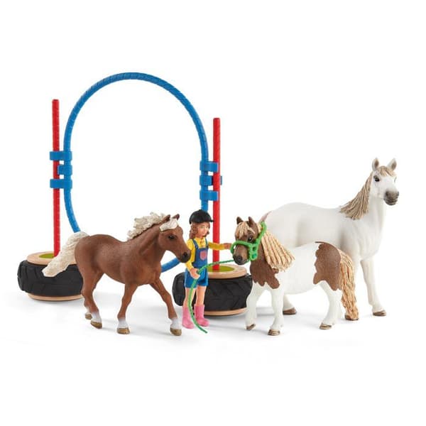 Schleich - 72149 - Agility in the Horse Box, 3-åringar, Farm World - Box, 38,7 x 11 x 23