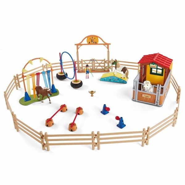 Schleich - 72149 - Agility in the Horse Box, 3-åringar, Farm World - Box, 38,7 x 11 x 23