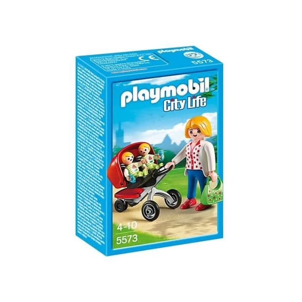PLAYMOBIL CITY LIFE MAMMA MED TWILLINGAR OCH BARN 5573