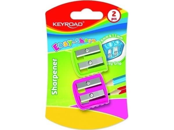 Keyroad Plastvässare KEYROAD, EASY-SHARP, dubbel, 2 st, blister, mixade färger