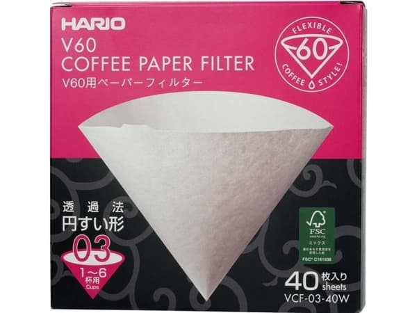 Hario Pappersfilter för dropp V60-03 - 40 stycken
