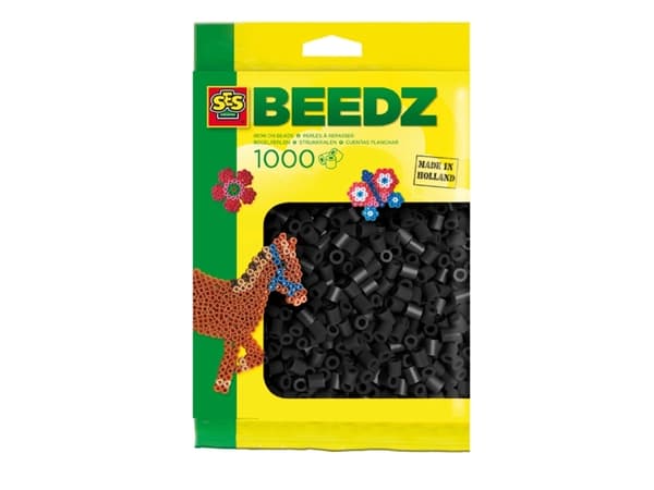 SES Creative Beedz Children''s packet of 1000 Black Iron-on Beads, Perler, 1000 stykker, Sort, Gutt/Jente, 5 år, 12 år