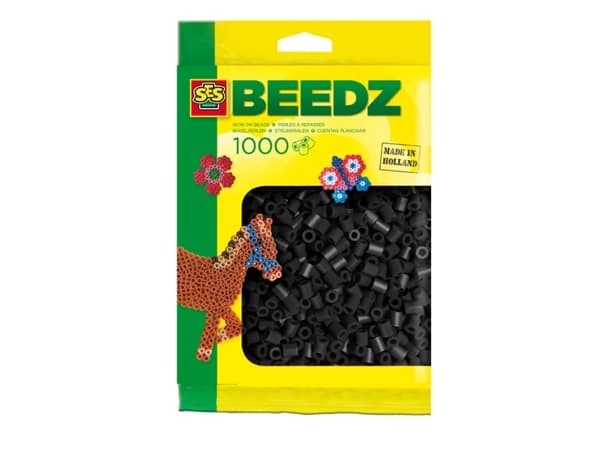 SES Creative Beedz Children''s packet of 1000 Black Iron-on Beads, Pärlor till pärlplattor, 1000 styck, Svart, Pojke/flicka, 5 År, 12 År