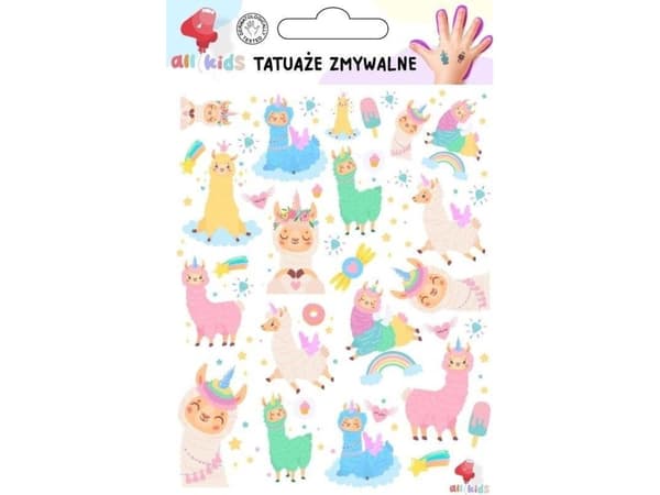 Pesunkestävät tatuoinnit lapsille Happy llamas