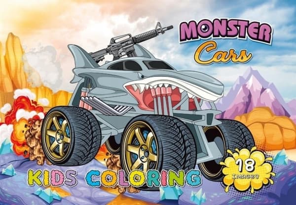 Malebok A4 18 bilder Monsterbiler