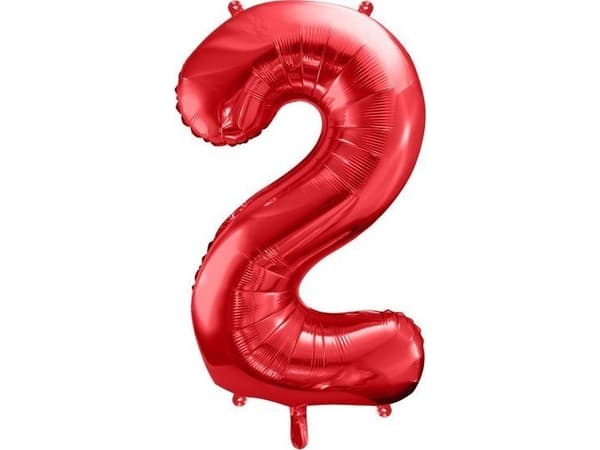 PartyDeco Folieballong nummer 2 big red birthday 34'