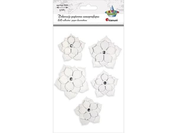 Självhäftande pappersblommor 3D vit 5st