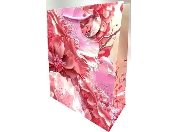 Dekorativ väska matt 26x32x12cm rosa blommor