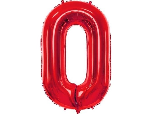 PartyDeco folio ilmapallo numero 0 iso punainen syntymäpäivä 34'