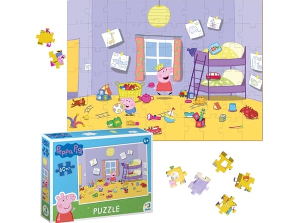 Dodo PUSSEL "PEPPA PIG" GØY 60 DELER FARGERIKT PUSSEL FOR BARN