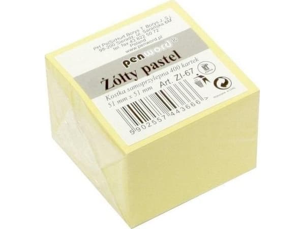 Självhäftande kub pastellgul 51x51mm 400K