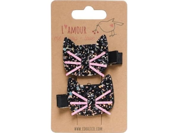 Clip-ons med glitterkatt
