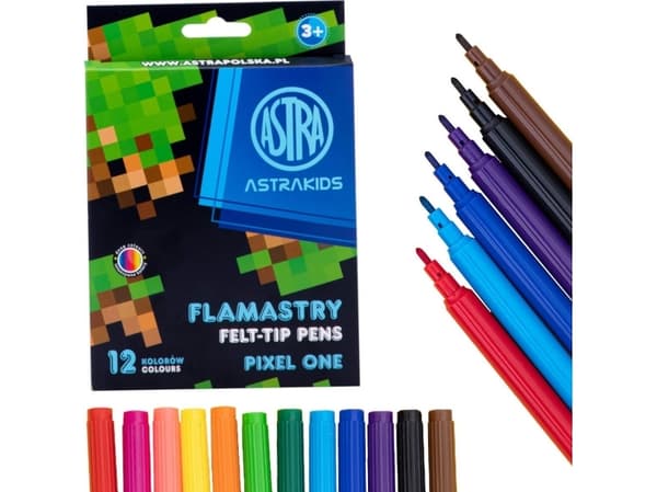 Astra skolmarkeringspennor Pixel One Minecraft 12 färger ASTRA