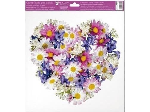 Vindusklistremerke hjerte laget av blomster 30x33,5cm