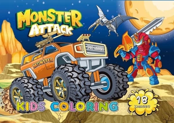 Målarbok A4 18 bilder Monsters attack