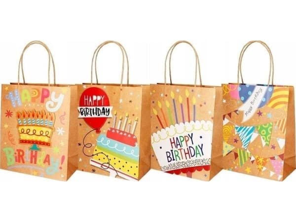 Torba prezentowa kraft 26x32cm z brokatem mix