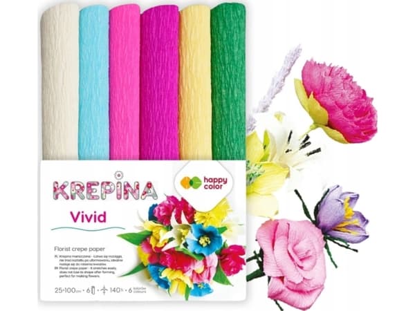 Crepepapper tjockt 25x100cm mix 6 färger Vivid HA 3650 2510 - MIX V HAPPY COLOR