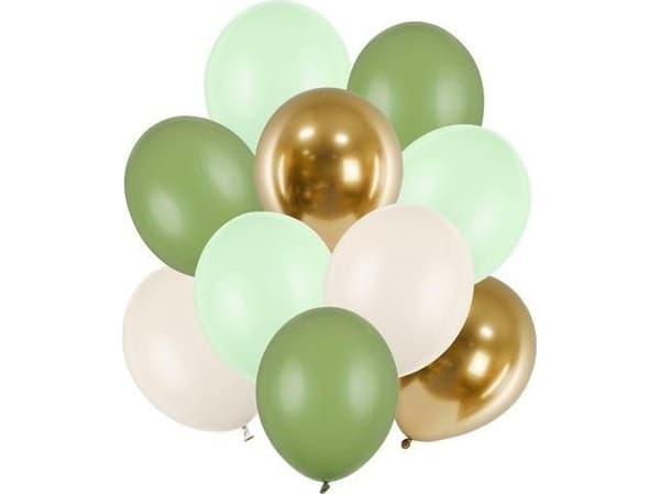 PartyDeco ZBL4, Lekeballong, Latex, Gull, Grønn, Lysegrønn, Hvit, Bilde, Bursdag, Universell