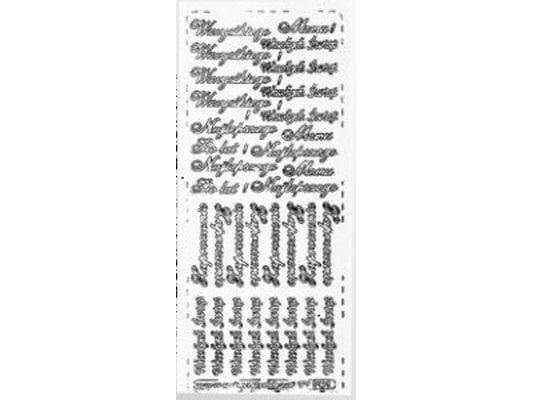 Läpikuultava stiker, jossa puolalaisia merkintöjä10x23cm hopea