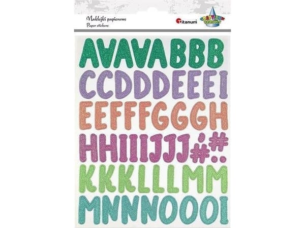 Glitter paperi tarroja aakkoset ja numerot 109kpl