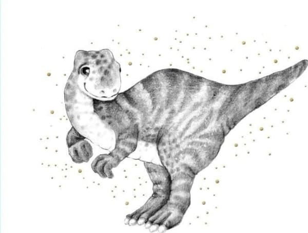 Carnet förgylld fyrkant CL3824_BL Dinosaurie