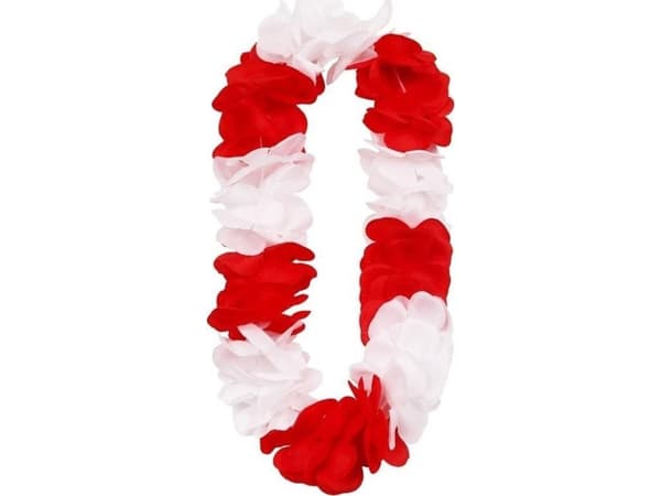 Hawaiian kjede hvite og røde store blomster