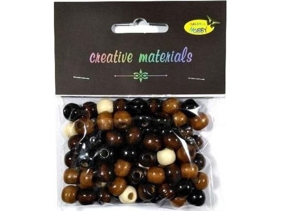 Träpärlor naturlig mix 10mm 25g