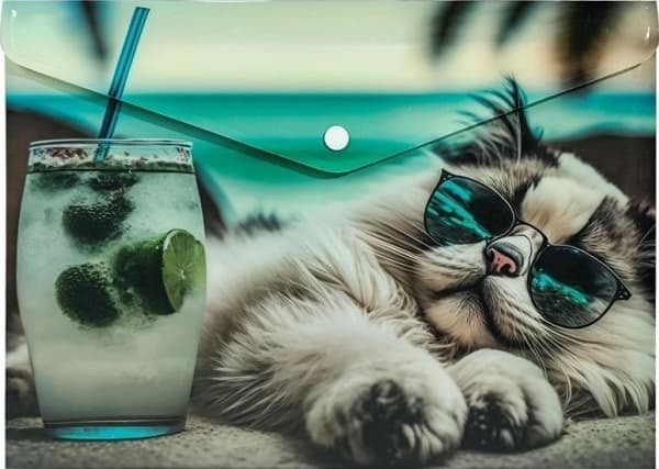 Koperta A4 PP napę med nadrukiem Chillout Cat