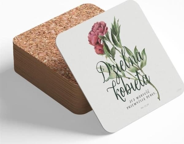 Cork coaster - Modig kvinne - blomst