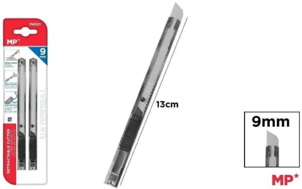 Pappersutkastarkniv svart 9mm 2st