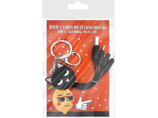 3-in-1 kissa latauskaapeli riipus