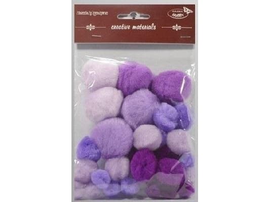 Tummansävyiset violetit pompulat 15-40mm 30kpl