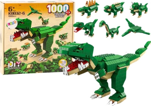 LeanToys Construction Blocks Dinosaurs 6in1 DIY Dinosaur 1000 stk.