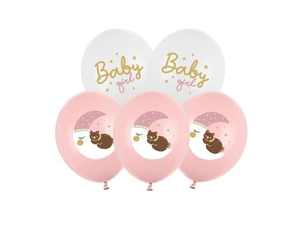 PartyDeco SB14P-337-000-6, Lekeballong, Rosa, Hvit, Bilde, Fødsel, Oval, Jente
