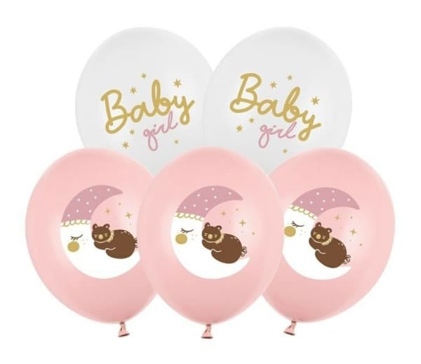 PartyDeco SB14P-337-000-6, Lekeballong, Rosa, Hvit, Bilde, Fødsel, Oval, Jente
